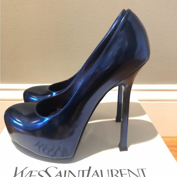 YSL Saint Laurent Leather Tribute 105 Platform Pumps Shoes. - Picture 4 of 6